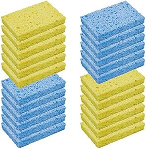 CELOX 24 Pack Durable Kitchen Sponges, Natural Wood Pulp Sponges for Dishes, Absorbent Cellulose Sponge Bulk for Cleaning Kitchen, Bathroom, DIY for Kids, 4.3" x 2.6" x 0.5"