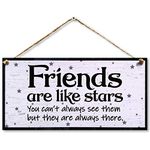 CARISPIBET Friends are like stars Home signs welcome signs cute decorative gifts plaques for the bedroom decoration 6" x 12"