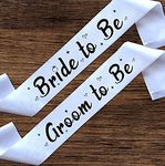 Style Secrets Shining 3" White Satin Bride to Be and Groom to Be Sashes for His and Her for Many Occasions - Pre-Wedding, Ring Ceremony (Pack of 2)