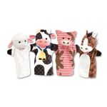 Melissa & Doug Farm Friends Hand Puppets, Puppet Sets, Cow, Horse, Sheep, and Pig, Soft Plush Material, Set of 4