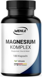 Magnesium hochdosiert 2250 mg pro Tagesdosis - 3-Fach Komplex mit: Magnesiumbisglycinat, Magnesiumcitrat, malat, hochdosiert, vegan (180 Kapseln) - Verpackung kann variieren