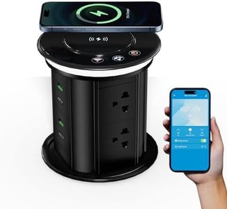Pop up Outlet for Countertop with Mobile APP Remote Control,4.9"Space Saver Recessed Outlet,Pop Up Outlet with 15W Wireless Charger,Pop Up Electrical Outlet with 6 Outlets 4 USB Ports for Home Office
