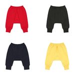 Clap Baby Fleece Diaper Leggings Winter Rib Pajamas Multicolor Combo Pack of 4 (Red Antra Yellow Olive Green, 9-12 Months)