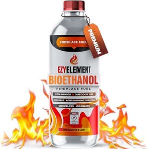 Bioethanol Fireplace Fuel 1 Liter - Clean Burning, Odorless, and Smokeless Bioethanol Fuel for Tabletop Fireplaces, Bio Ethanol Fuel for Table Top Fire Pit, Renewable Ethanol Fire Pit Fuel Burners