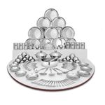 Shri & Sam Designer Stainless Steel Delight Laser Bloom Dinner Set, 101 Pieces