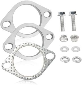 2.5 Inch 2-Bolt Exhaust Flange Repair Kit,Stainless Steel Exhaust System Kit with Exhaust Bolts & Exhaust Gasket,Exhaust Pipe Flange Gasket for Automotive Replacement Exhaust Flanges (2.5 Inch)