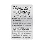 MOQIYXL 25th Birthday Card for Son, 25 Year Old Gifts for Son Engraved Wallet Card