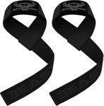 BEAST RAGE Weight Lifting Wrist Wraps Muscle Building Performance Fitness Training Gym Straps Thumb Loop Support Stretchable Cotton Bandage Brace Training Cuff (Jet Black Straps)