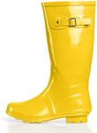 NORTY Women's Hurricane Wellie Rain Boots - High-Calf Length - Glossy Matte Waterproof Rubber Shoes - Yellow Size 9