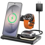 3 in 1 Wireless Charging Station for Samsung, 15W Wireless Charging Stand for Galaxy S26 Ultra/S25/S24/S23/S22/Note20 Z Fold Flip7 Galaxy Watch 8/7/6/5/4/3 Active 2/1, Galaxy Buds 2/Pro/Live
