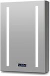 Bathlink Medicine Cabinet with Lights, Lighted Medicine Cabinet with Clock, LED Lights Medicine Cabinet with Mirror, 16"×26"×5", Temperature&Time Display, Defog, Adjustable Light, Right Hinge
