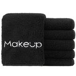 HOMEXCEL Makeup Remover Wash Cloth 6 Pack, Soft Quick Dry Facial Cleansing Makeup Towels, Fingertip Face Towel Washcloths for Hand and Make up, 13 x 13 Inch, Black