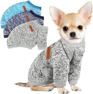 3 Pack Dog Sweaters for Small Dogs Girl Boy Winter Fleece Clothes Warm Soft Dog Sweatshirt Outfit for Dogs Cats Pet Apparel
