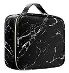 Seagull flight of fashion Cosmetic Bag, Makeup Organizer Bag for Home & Travel,Vanity Bag with Dividers for Brushes,Toiletries, Cosmetics 26 x 23 x 9 cm - Black Marble PU