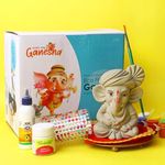 SATVIK Make My Ganesha Paint Decorate DIY Kit Eco Friendly Lord Ganesha Idol Visarjan, Water Soluble Ganpati Statue Terracotta Ganesh Chaturthi Idol, Ridhi Sidhi Idol, Ganesh Statue Home Décor Pooja