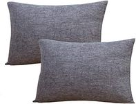 INDIAN DECOR 81467 Pack of 2 Decorative Outdoor Solid Waterproof Throw Pillows Cotton Linen Garden Farmhouse Cushions for Patio Tent Balcony Couch Sofa 16X24 inch Light Grey