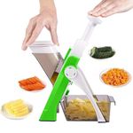 HEVOL Mandoline Vegetable Slicer, Safest Adjustable Mandoline Food Chopper Mandolin Slicer with 4 Cutter Modes, Multi-Functional Vegetable Chopper for Slicer, Chopper, Dicer, Julienne