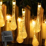 Epyz Solar lamp for Home String Lights 30 LED Decorative Lighting Crystal Water Drop for Garden, Home, Patio, Lawn, Party,Holiday,Indoor,Outdoor, Party Decorations Waterproof(20FT-Warm Yellow)