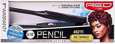 Red by Kiss Pencil Flat Iron Titanium Hair Straightener 0.3 Inch Natural Hair Edge Styling Flat Iron