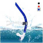 Swim Snorkel, One-Way Purge Valve Swimmers Snorkel for Lap Swimming Training Snorkeling, Front Mounted Training Gear with Comfortable Silicone Mouthpiece