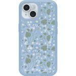 OtterBox iPhone 15, iPhone 14, and iPhone 13 Symmetry Series Clear Case - DAWN FLORAL (Blue), snaps to MagSafe, ultra-sleek, raised edges protect camera & screen