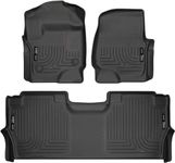 Husky Liners - Weatherbeater | Fits 2017-2024 Ford F-250/F-350, F-450 Super Duty Crew Cab w/Fold Flat Storage - Front & 2nd Row Liner - Black, 3 pc.| 94061, Black