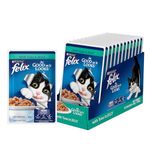 Purina Felix As Good As It Looks Wet Food for Adult Cats|Complete and Balanced Cat Food |Tuna Flavour|Pack of 12 Pouches (12 x 85 g),Pack of 1