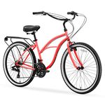 sixthreezero Around The Block Women's Beach Cruiser Bicycle, 21-Speed, 26" Wheels, Coral Pink