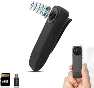 Mini Body Camera 1080P Police Security Cam with Video Recording, Wearable Patrol Camcorder, Loop & Motion Record, 64GB Memory Card Included, Portable for Law Enforcement, Work, Hiking, Travel (64GB)