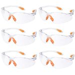 Safety Glasses Pack of 6 Safety Goggles Eyewear Safety Specs Clear Eye Protection Glasses Eye Protection Goggles with Nose and Ear Grips, Lab Goggles for Work/Anti Dust/Chemistry/Scratch/Mist/Wind