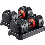 AOTOB 55 lbs (Pair) Adjustable Dumbbell Set, Dumbbells Adjustable Weight with Anti-Slip Fast Adjust Turning Handle, Dumbbell Sets Adjustable for Men and Women, Dumbbells Pair for Home Gym Exercise