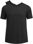 Deyeek Unisex Open Back Hospital Shirts Post Surgery Tops for Men Tear Away Snap Shirts for Bedridden Adaptive Clothing for Men Black-M