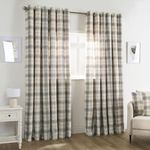 OHS Curtains Cream Eyelet, Woven Check Soft Curtains for Living Room Bedroom Office Modern Decorative Extra Wide Curtains for Winter, 90x90”