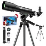 YUANZIMOO Telescope Kids 50mm Aperture 360mm AZ Astronomical Portable Telescope for Kids Adults Beginners with Tripod Black