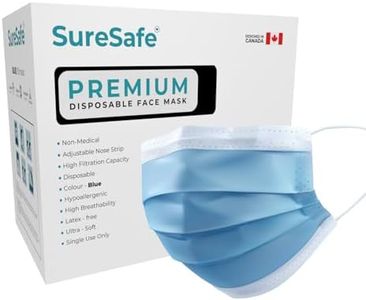 SURESAFE Premium Disposable Face Mask Pack of 100, 3 Ply face mask with ear loop, High Filtration, Comfortable and Breathable, Women and Men Face Mask, Blue