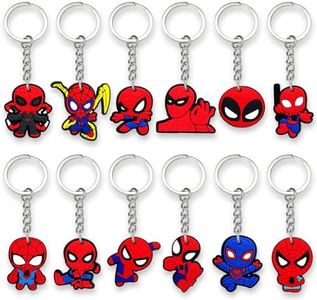 LFAND 12Pcs Superhero Keychain, Cute Cartoon Silicone Key Chain for Kid Boy Girl Party Favors Gift (12Pcs Hero)