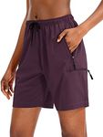 SANTINY Women's Hiking Cargo Shorts Quick Dry Lightweight Summer Shorts for Women Travel Athletic Golf with Zipper Pockets, Purple, X-Large