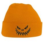 Bang Tidy Clothing Halloween Hats - Beanie Hat Embroidered with Scary Pumpkin Face for Adults and Kids - Orange