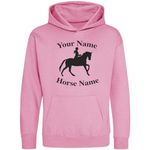 Personalised Horse Rider Hoodie Horse Gifts for Girls horse Riding Clothes Custom Kids Jumper Hoody Sweatshirt Present Pink 12-13