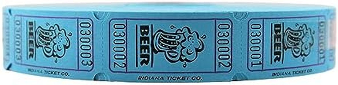 INDIANA TICKET CO. Blue Beer Roll Tickets, 2000 per Roll, Single Roll, 1x2 Tickets for Free Beer giveaways