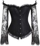 EUDOLAH Women's Corset top lace up off shoulder vintage gothic bustier costume (UK 6-8 (S), black)