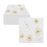 100PCS Gold Foil Napkins, CEILIWEN Gold and White Floral Paper Napkins, Cocktail Serviettes, Disposable Gold Paper Napkins for Wedding or Party, 33x33cm