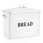 HaWare Bread Box, Metal Bread Bin with Lid for Kitchen Countertop, Large Bread Storage Container, 34 x 25x 19cm Loaves Holder, Fresh Keeper, Modern Farmhouse Kitchen Decor Organizer - White