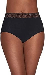 Vanity Fair Women's Flattering Lace Cotton Stretch Panties, Brief - Black, 7