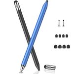 MEKO 3 in 1 Stylus Pens for Touch Screens, High Sensitivity & Precision Capacitive Stylus Pencil for Apple iPad iPhone Tablets Samsung Galaxy All Universal Touchscreen Devices (2 Pack-Black/Blue)