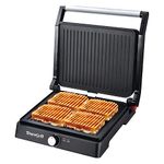 Inalsa Dura Grill 2200-Watt Sandwich Maker/Contact Grill with Temperature Controller and LED indicator | Non-stick coated plates | Cool touch sliding Handle | 4 Slice Bread, (Black/Grey)