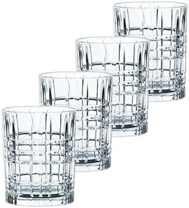 Nachtmann Square Collection Whisky Glass, Set of 4, Crystal Double Old Fashioned Cocktail, Solid Whiskey Glasses, Rocks Glasses, Lowball Glasses, 11-Ounce, Dishwasher Safe