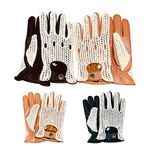 Mens Classic Soft Leather Crochet String back Chauffeur Vintage Fashion Driving Gloves 505 & 506 (505 Tan, S)