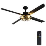 ZHENYANGLOW 62" Vintage Industrial Style Fan Light in Sand Black and Copper | Perfect for Home, Commercial, and Office Spaces | Fan-Light Combo with Four Fan Blades