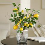 Laelfe Artificial Lemons Branches, 8 Head Faux Lemons with Stem Fake Lemon Themed for Kitchen Decoration Party Summer Decor (Yellow)